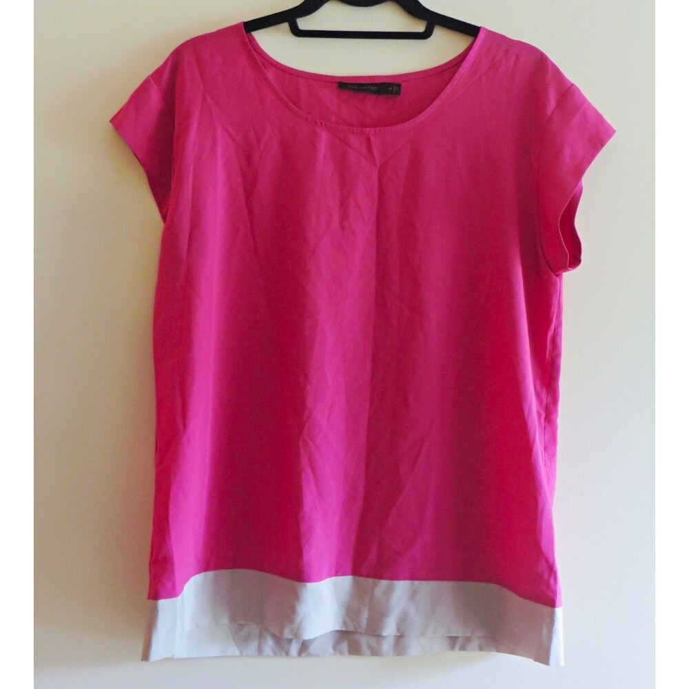 The Limited Women's Pink/White Solid Chiffon Layered Pullover Blouse M